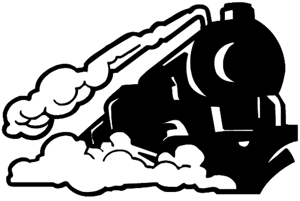Steam engine chugging along vinyl sticker. Customize on line. Trains 096-0026